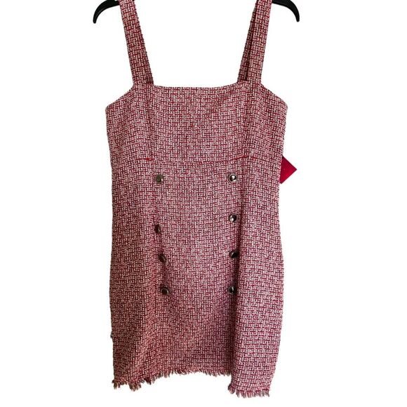 Forever 21 Red Tweed Sleeveless Jumper Mini Suit Dress Size Medium - Picture 1 of 9